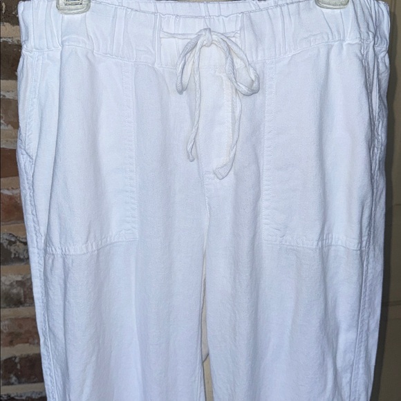 Caslon White Relaxed Linen Blend Drawstring Waist Pants Wide Leg Resortwear Sz M - Picture 11 of 14